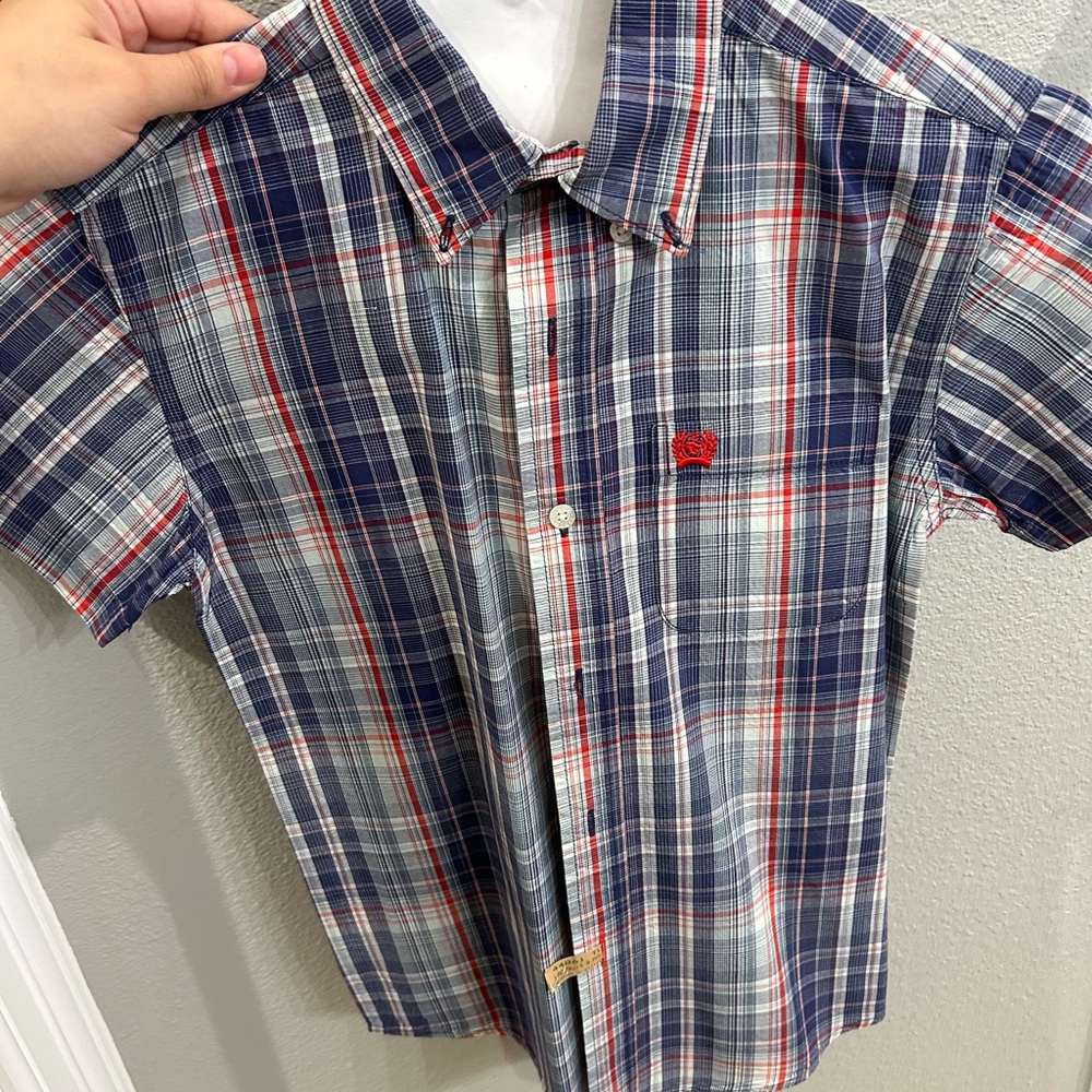 Nautica Blue Plaid Short Sleeve Shirt